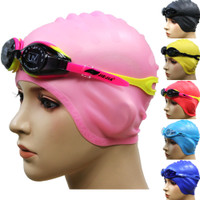 防霧游泳鏡+防水護(hù)耳硅膠游泳帽